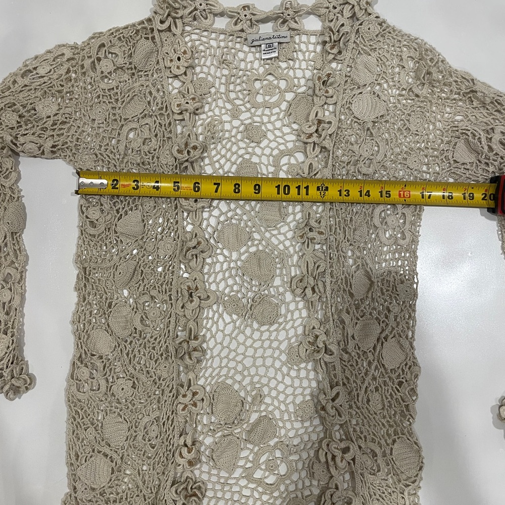 Giuliana Testino Designer handmade in Peru Crochet Cardigan Small Pima Cotton - Picture 9 of 9